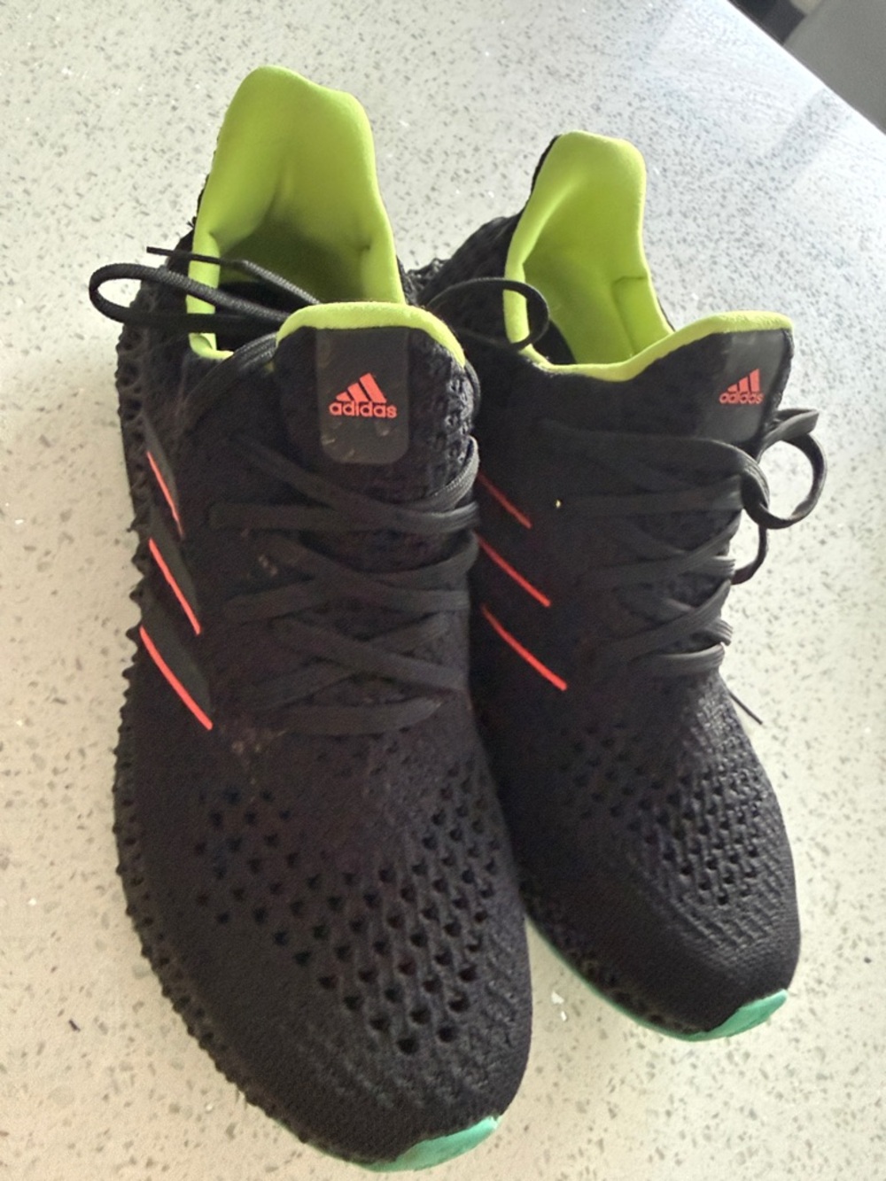 adidas Men’s Black Sneakers with Neon Green Lining and Pink Accents